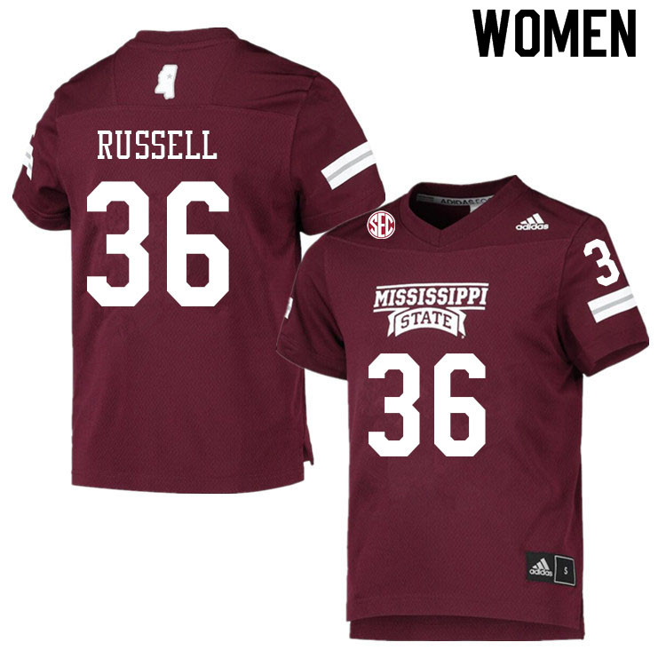 Women #36 Donterry Russell Mississippi State Bulldogs College Football Jerseys Sale-Maroon - Click Image to Close